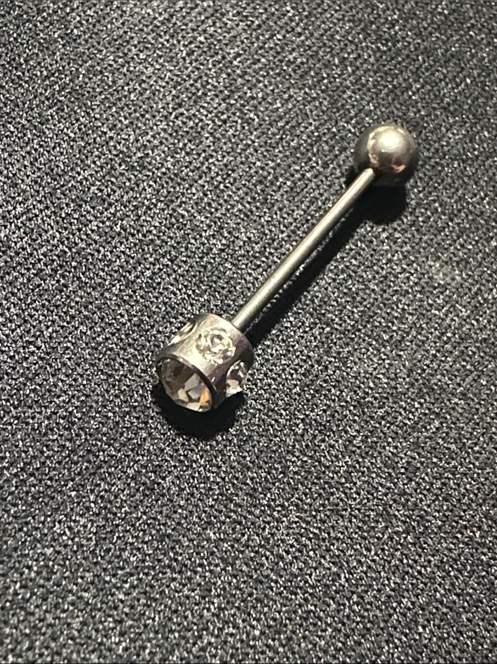 SilverTone Clear Crystal Barbell Tongue Ring